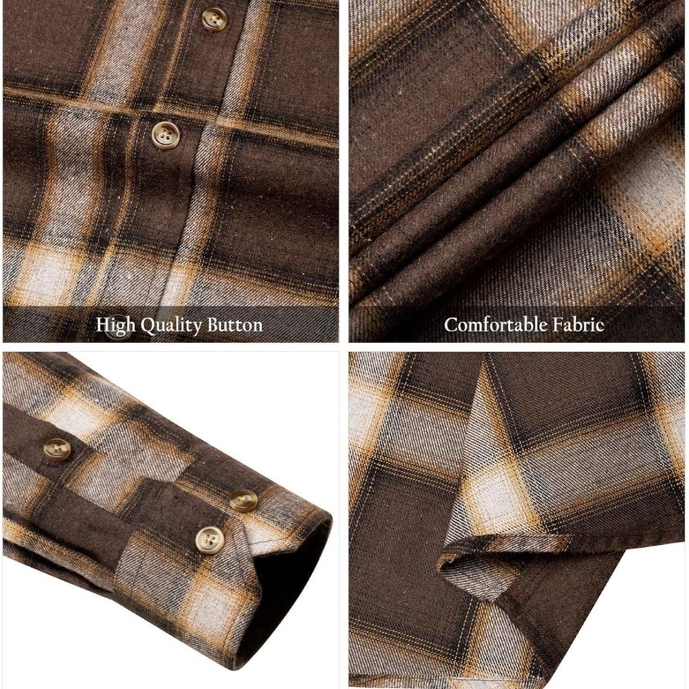 Brown Plaid Button-Up Shirt - Picture 3 of 5
